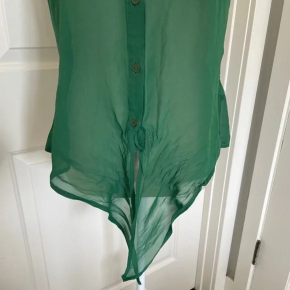 Mine | Y2K Sleeveless Sheer Emerald Green Blouse, Size L - Picture 4 of 10